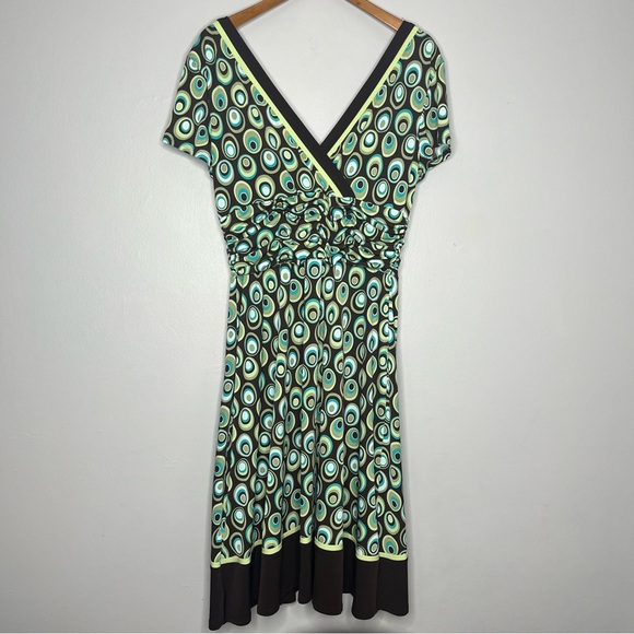 Studio 1 Y2K Geometric Polka Dot V Line Fit Flare Dress Z - Picture 2 of 7